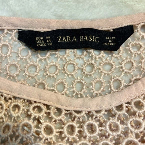Zara Basic Top Medium Pale Pink Sleeveless Tunic Eyelets Trim Viscose Liteweight - Picture 10 of 14